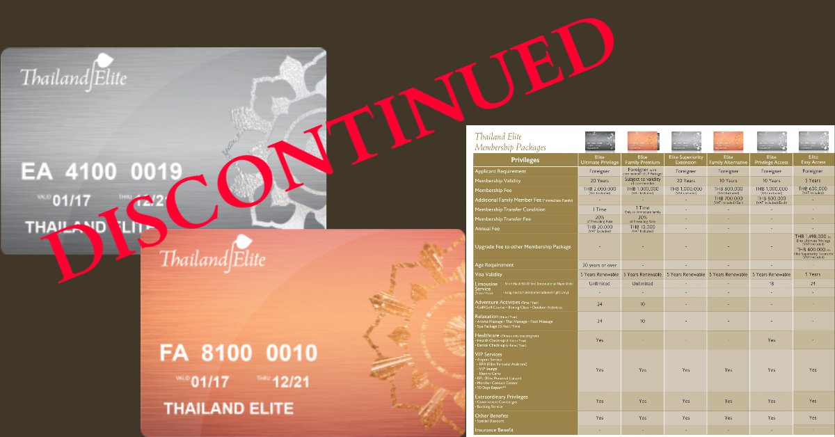 現行のタイ・エリート・ビザ会員プログラムは2023年9月15日をもって終了します。
